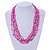 Ethnic Multistrand Pink Glass Bead, Semiprecious Stone Necklace With Wood Hook Closure - 60cm L - view 2