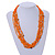 Ethnic Multistrand Orange Glass Bead, Semiprecious Stone Necklace With Wood Hook Closure - 60cm L - view 2