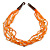 Ethnic Multistrand Orange Glass Bead, Semiprecious Stone Necklace With Wood Hook Closure - 60cm L - view 3
