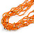 Ethnic Multistrand Orange Glass Bead, Semiprecious Stone Necklace With Wood Hook Closure - 60cm L - view 4
