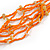 Ethnic Multistrand Orange Glass Bead, Semiprecious Stone Necklace With Wood Hook Closure - 60cm L - view 5