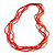 Multistrand Scarlet Red Glass Bead Necklace - 70cm Long