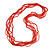 Multistrand Scarlet Red Glass Bead Necklace - 70cm Long - view 2
