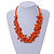 Multistrand Orange Ceramic Bead Cotton Cord Necklace - 58cm Long - view 2