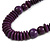 Deep Purple Wood Bead Necklace - 70cm Long - view 4
