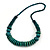 Dark Teal Wood Bead Necklace - 70cm Long - view 3