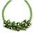 Stunning Lime Green Glass Bead with Forest Green Shell Floral Motif Necklace - 48cm Long - view 3
