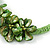 Stunning Lime Green Glass Bead with Forest Green Shell Floral Motif Necklace - 48cm Long - view 5