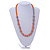 Peach Orange Glass Bead with Silver Tone Metal Wire Element Necklace - 64cm L/ 4cm Ext - view 2