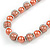 Peach Orange Glass Bead with Silver Tone Metal Wire Element Necklace - 64cm L/ 4cm Ext - view 3