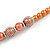Peach Orange Glass Bead with Silver Tone Metal Wire Element Necklace - 64cm L/ 4cm Ext - view 4