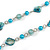 Long Glass and Shell Bead with Silver Tone Metal Wire Element Necklace In Light Blue/ Azure - 120cm L - view 4
