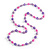 Pink/ Purple Glass Bead Long Necklace - 86cm Long - view 5