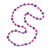 Pink/ Purple Glass Bead Long Necklace - 86cm Long