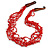 Ethnic Multistrand Red Glass Bead, Semiprecious Stone Necklace With Wood Hook Closure - 60cm L