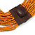 Dusty Orange/ Bright Orange Glass Bead Multistrand, Layered Necklace With Wooden Square Closure - 64cm L - view 5