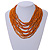 Dusty Orange/ Bright Orange Glass Bead Multistrand, Layered Necklace With Wooden Square Closure - 64cm L - view 2