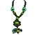 Statement Ceramic, Wood, Resin Tassel Black Cord Necklace (Green) - 54cm L/ 10cm Tassel - Adjustable - view 8