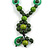 Statement Ceramic, Wood, Resin Tassel Black Cord Necklace (Green) - 54cm L/ 10cm Tassel - Adjustable - view 3