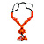 Statement Ceramic, Wood, Resin Tassel Black Cord Necklace (Orange) - 54cm L/ 10cm Tassel - Adjustable