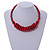 Red Button, Round Wood Bead Wire Necklace - 46cm L - view 8