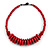 Red Button, Round Wood Bead Wire Necklace - 46cm L
