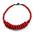 Red Button, Round Wood Bead Wire Necklace - 46cm L - view 3