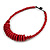 Red Button, Round Wood Bead Wire Necklace - 46cm L - view 4