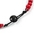 Red Button, Round Wood Bead Wire Necklace - 46cm L - view 7