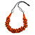 Orange Wood Bead Cluster Black Cotton Cord Necklace - 80cm L/ Adjustable
