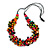 Multicoloured Wood Bead Cluster Black Cotton Cord Necklace - 80cm L/ Adjustable - view 4