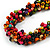 Multicoloured Wood Bead Cluster Black Cotton Cord Necklace - 80cm L/ Adjustable - view 3