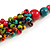 Multicoloured Wood Bead Cluster Black Cotton Cord Necklace - 80cm L/ Adjustable - view 5