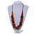 Multicoloured Wood Bead Cluster Black Cotton Cord Necklace - 80cm L/ Adjustable - view 2