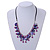 Purple/ Violet Glass Bead, Sea Shell Nugget Black Cord Necklace - 50cm L/ 4cm Ext - view 2