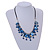 Dark Blue Glass Bead, Sea Shell Nugget Black Cord Necklace - 50cm L/ 4cm Ext - view 2