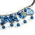 Dark Blue Glass Bead, Sea Shell Nugget Black Cord Necklace - 50cm L/ 4cm Ext - view 4