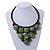 Statement Dusty Green Resin Ball, Black Rubber Cord Bib Necklace - 52cm L - view 2