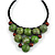 Statement Dusty Green Resin Ball, Black Rubber Cord Bib Necklace - 52cm L - view 3