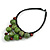 Statement Dusty Green Resin Ball, Black Rubber Cord Bib Necklace - 52cm L - view 4