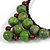 Statement Dusty Green Resin Ball, Black Rubber Cord Bib Necklace - 52cm L - view 5