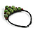 Statement Dusty Green Resin Ball, Black Rubber Cord Bib Necklace - 52cm L - view 8