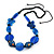 Signature Wood, Ceramic, Acrylic Bead Black Cord Necklace (Dark Blue/ Blue) - 60cm L (Adjustable)