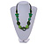 Romantic Butterfly Beaded Black Cord Necklace in Green - 56cm L - Adjustable - view 2