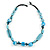 Light Blue Ceramic, Glass, Wood and Resin Beads Black Cord Necklace - 55cm L