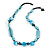 Light Blue Ceramic, Glass, Wood and Resin Beads Black Cord Necklace - 55cm L - view 2