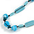 Light Blue Ceramic, Glass, Wood and Resin Beads Black Cord Necklace - 55cm L - view 4