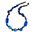 Blue Ceramic, Glass, Wood and Resin Beads Black Cord Necklace - 55cm L
