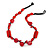 Carrot Red Ceramic, Glass, Wood and Raspberry Red Resin Beads Black Cord Necklace - 55cm L