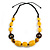 Yellow Resin, Wood Bead with Black Cotton Cord Necklace - 64cm L - view 3